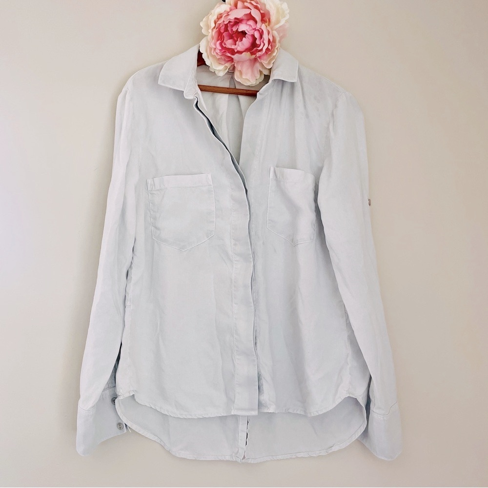 Bella Dahl Split Back Button Down Shirt Medium White
